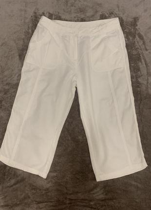 Белые летние бриджи удлиненные шорты m&s лен/ хлопок размер 16/ l-xl2 фото