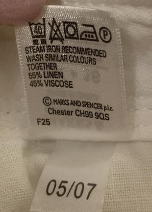 Белые летние бриджи удлиненные шорты m&s лен/ хлопок размер 16/ l-xl8 фото