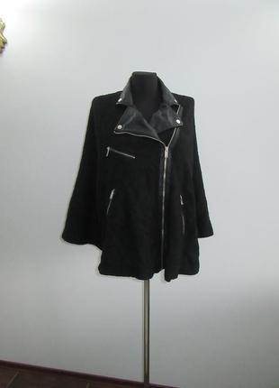 Zara пальто шерсть кожа2 фото