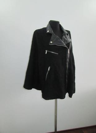 Zara пальто шерсть кожа4 фото