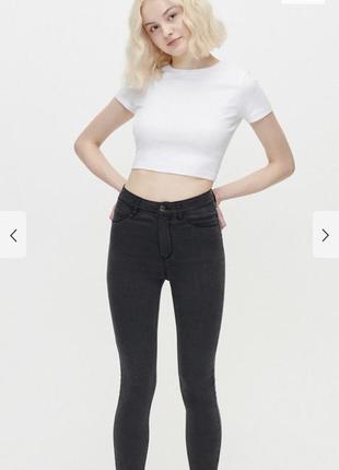 Серые джинсы skinny с высокой посадкой “house brand”