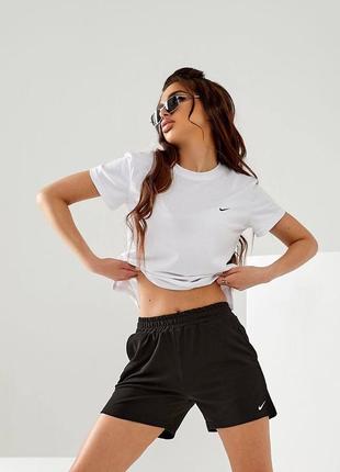 Качественный женский комплект с принтом nike найк костюм шорты + футболка