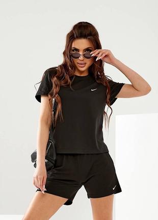 Качественный женский комплект с принтом nike найк костюм шорты + футболка