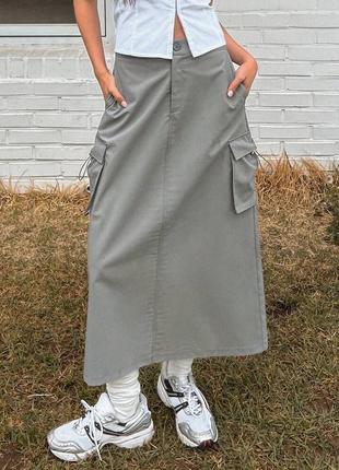 Ллическая юбка каргл длинная юбка с карманом1 фото