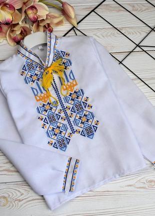 Вишиванка на хлопчика, домоткане полотно, герби