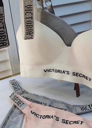 Комплект жіночої спідньої білизни victoria`s secret, push-up + трусики-бразиліана...