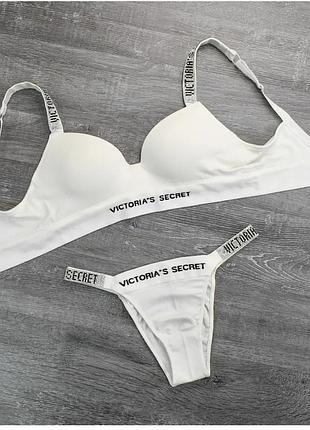 Комплект жіночої спідньої білизни victoria`s secret, push-up + трусики-бразиліана...