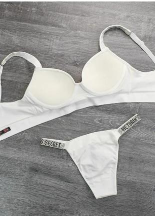 Комплект жіночої спідньої білизни victoria`s secret, push-up + трусики-бразиліана...