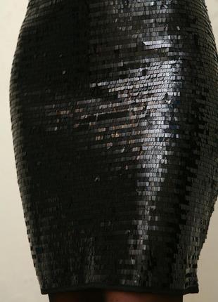 Черное вечернее нарядное миди платье mango паетки этикетка3 фото
