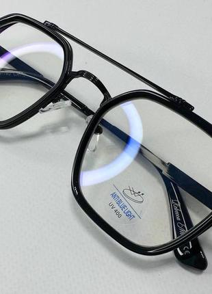 Очки компьютерные унисекс авиаторы многоугольные в комбинированной оправе