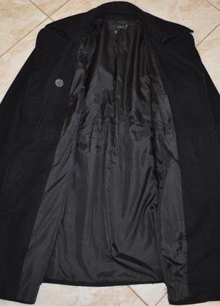 Брендовое черное демисезонное пальто с карманами шерсть вискоза8 фото