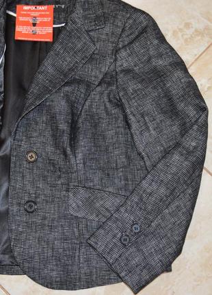 Брендовый серый пиджак жакет блейзер с карманами planet лен этикетка5 фото