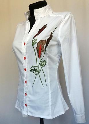 Суперціна. біла блузка сорочка, аплікація. туреччина. нова, р. 423 фото
