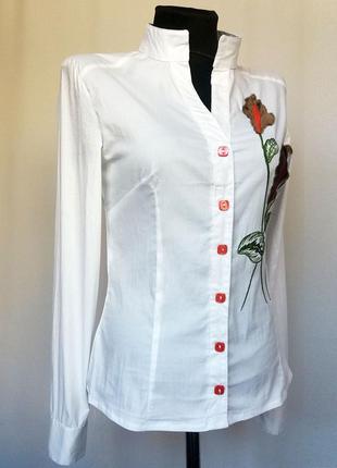 Суперціна. біла блузка сорочка, аплікація. туреччина. нова, р. 425 фото