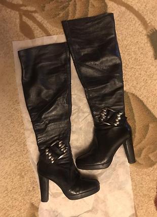 Зимові чоботи шкіряні чорні