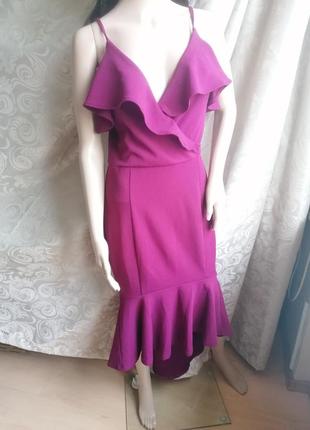 Новое с биркой бордовое платье марсал с воланами (к086)2 фото