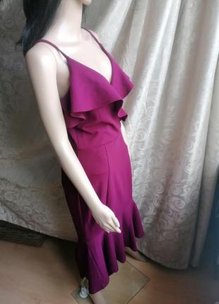 Новое с биркой бордовое платье марсал с воланами (к086)5 фото