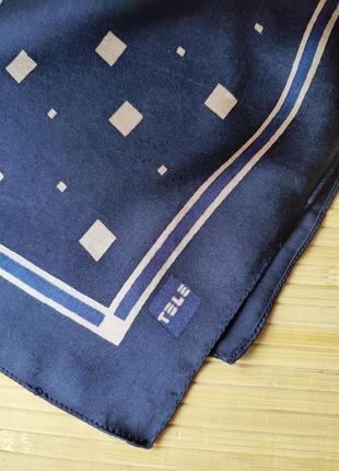 Хустка натуральний шовк темно синя  з візерунком tele2 фото