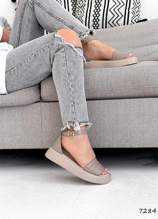Стильные женские латте сандалии/босоножки на толстой подошве кожаные/кожа-женская обувь на лето