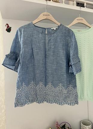 Котоновая блузка с вышивкой warehouse