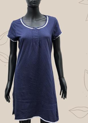 Ночнушка  синяя с коротким рукавом ,домашнее платье2 фото