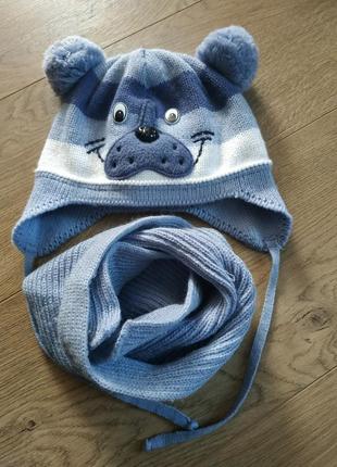 Шапка +шарф набор комплект