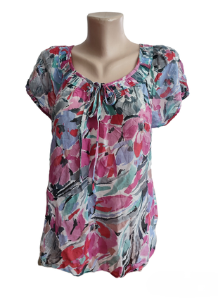 Шелковая летняя женская блузка фирменная цветная катоновая рубашка футболка2 фото
