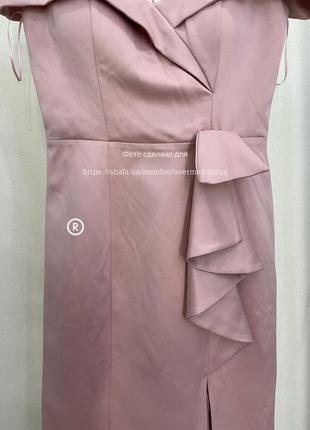 Goddiva пудровое платье макси рыбка со шлейфом и разрезом3 фото