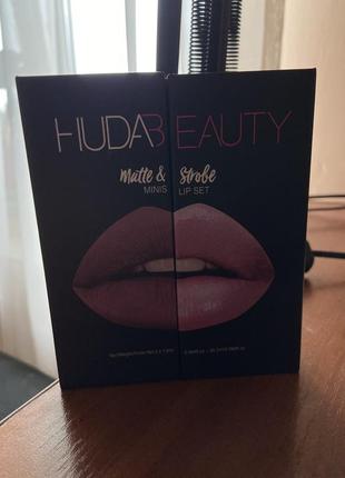 Набір помад рідких huda beauty matte & strobe minis lip set