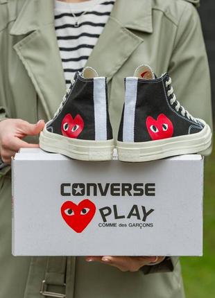 Демисезонное бордовое классическое кеды converse x comme des garçons play высокие женские кеды converse x comme des garçons play7 фото