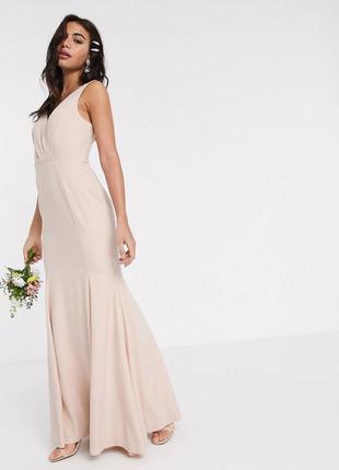 Максіплаття з ґудзиками на спині та плісированим ліфом asos design bridesmaid2 фото