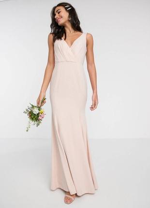 Платье макси с пуговицами на спине и плиссированным лифом asos design bridesmaid1 фото