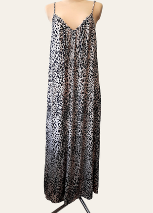 New look длинное платье макси с боковыми разрезами в леопардовый принт3 фото