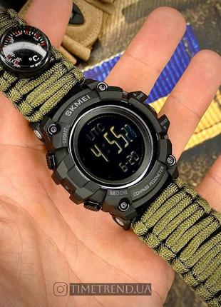 Тактические часы skmei 1356agpk army green tactic compass