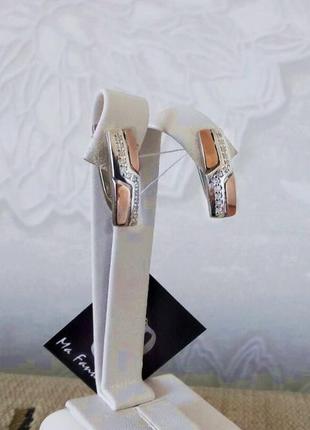 Стильні срібні сережки з золотими напайками2 фото