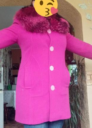 Зимове пальто кашемір і справжнє хутро5 фото