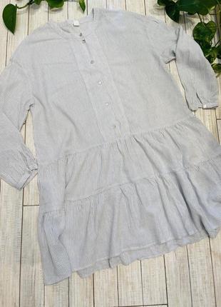 Хлопковое платье платье рубашка свободного кроя, можно для беременных1 фото