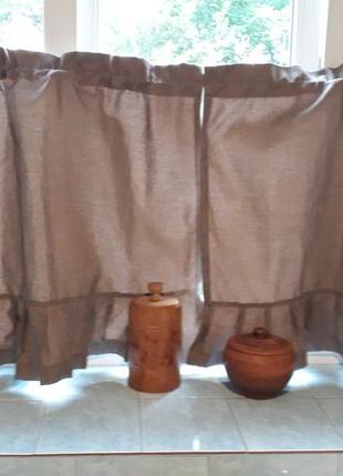 Штора-занавеска для кухни, рогожка,очень стильная