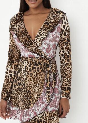 Комбіноване кежуал плаття міні в принт леопард missguided3 фото