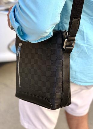 Сумка чоловіча чорна шкіряна брендова у стилі луї вітон louis vuitton