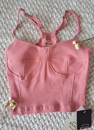Кроп-топ, корсет, темно-рожевий