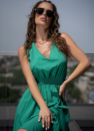 Деловое легкое платье с v-образными вырезами воланами 4 цвета5 фото