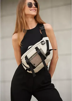 Большая женская поясная сумка бананка sambag dynamicdart серая2 фото