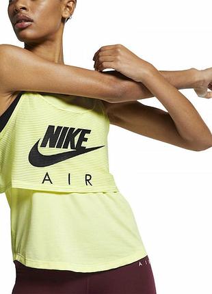 Оригінальна жіноча майка nike air running yellow tank crop shirt1 фото