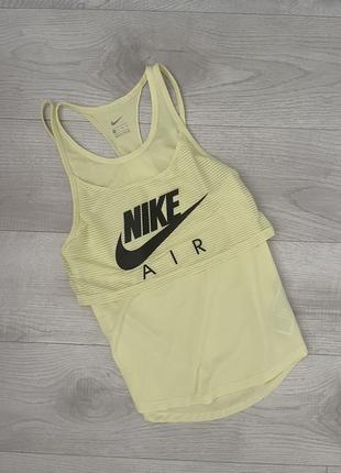 Оригінальна жіноча майка nike air running yellow tank crop shirt4 фото