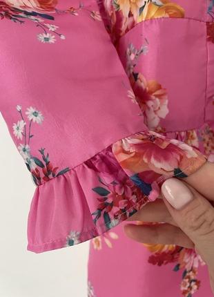 Плаття міні з пишними рукавами з квітковим принтом asos design6 фото