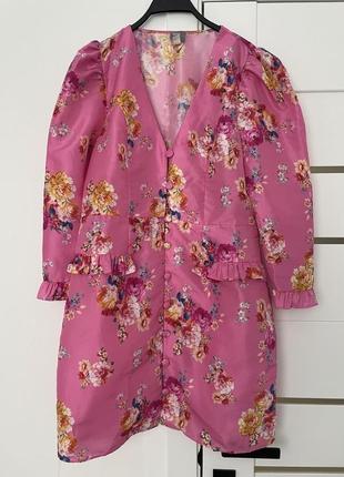 Плаття міні з пишними рукавами з квітковим принтом asos design3 фото