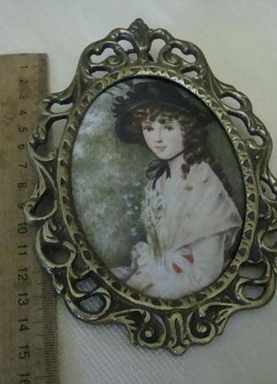 Настенное панно картина шелкография рамка бронза №5