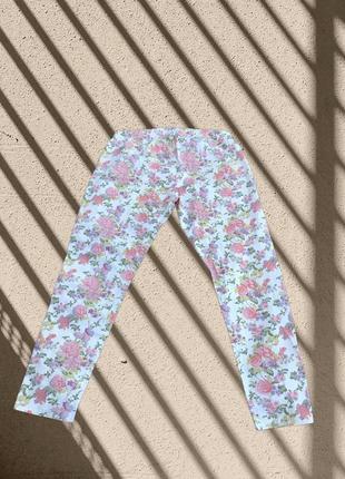 Хлопковые летние джинсы в цветочек3 фото
