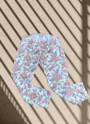 Хлопковые летние джинсы в цветочек2 фото